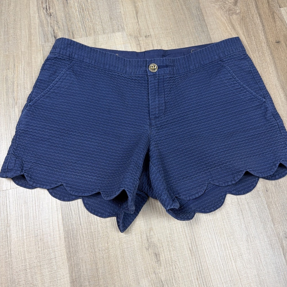 Womens Lilly Pulitzer-The Buttercup Short/Blue/Scalloped Hem Shorts ~ Size 6